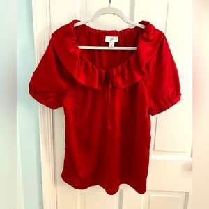 LOFT Gorgeous Satin Red Blouse!